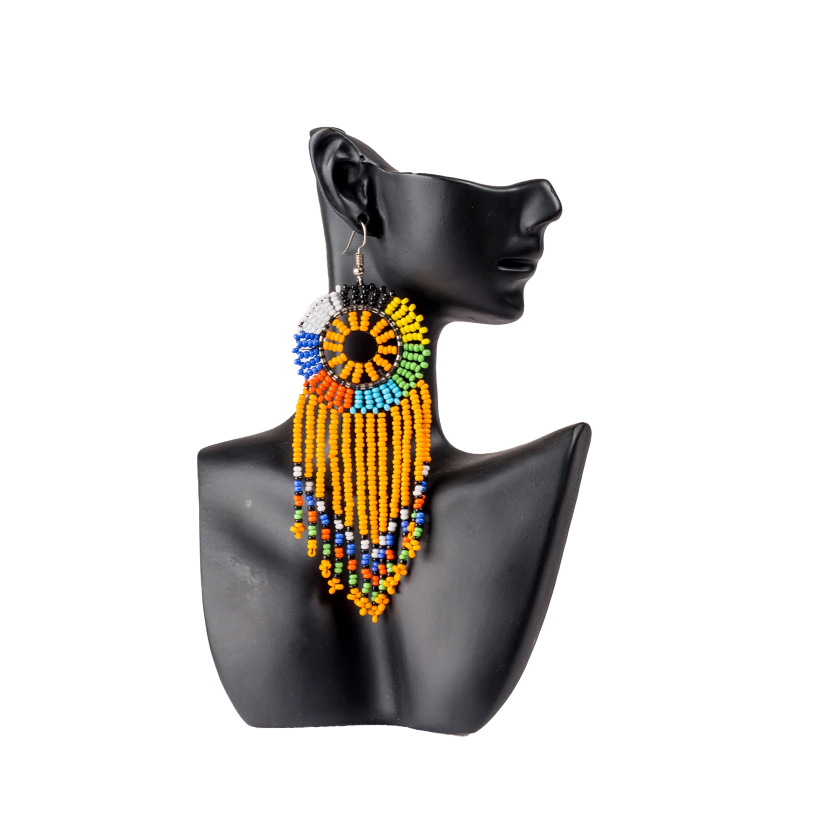 Medium Round Zulu Beaded Tassel Earrings